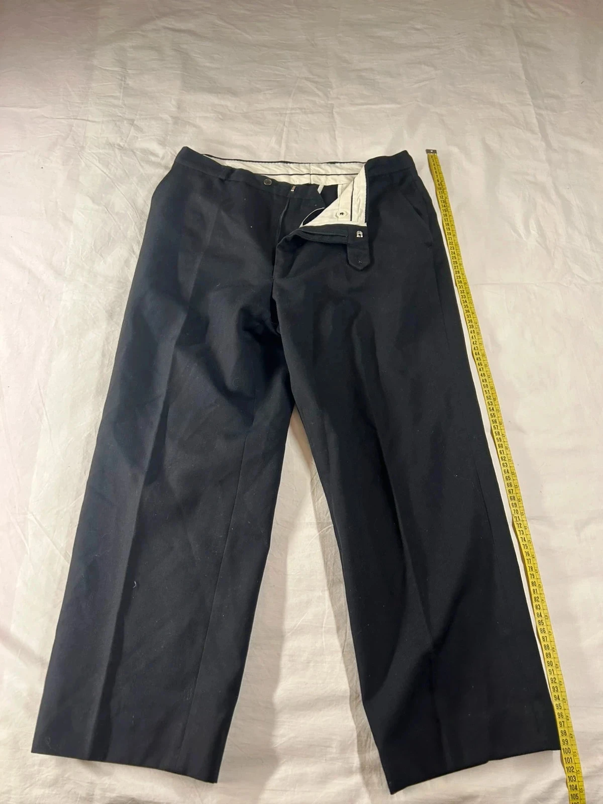 Pantalon de costume noir vintage coupe droite en laine